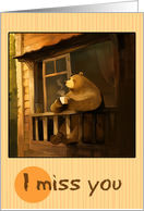 Miss You Bear with Coffee on Balcony card