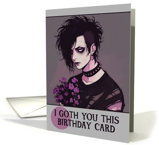 Happy Birthday Goth Boy with Flowers card (1846866)