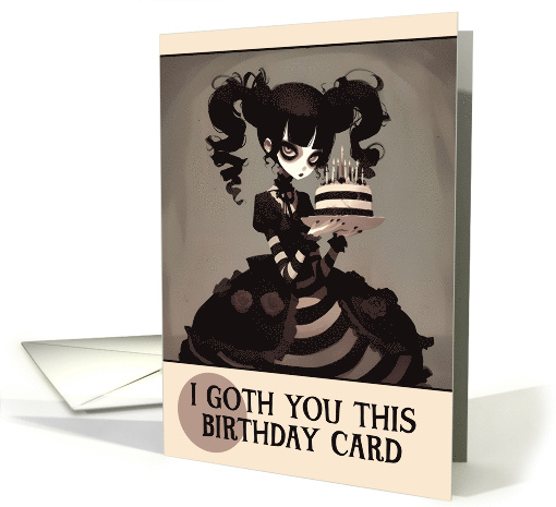 Happy Birthday Lolita Goth Girl with Birthday Cake card (1846874)