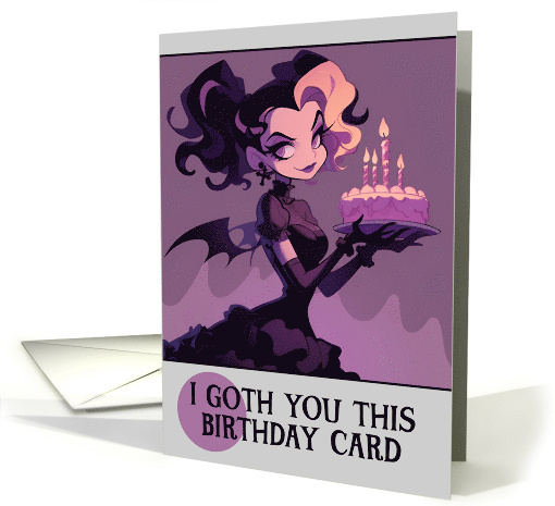 Happy Birthday Vampire Goth with Birthday Cake card (1846878)