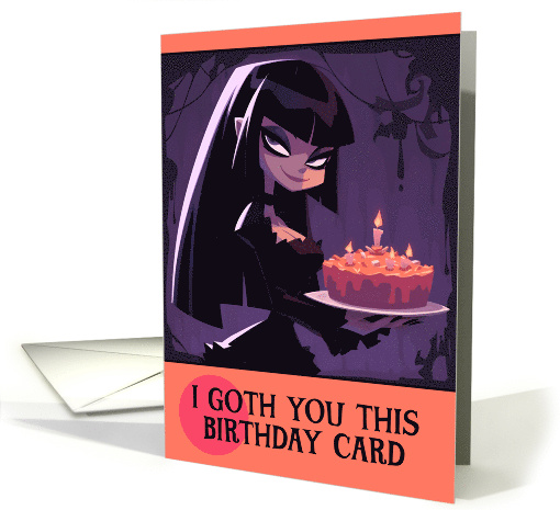Happy Birthday Goth Girl with Birthday Cake card (1846882)