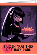 Happy Birthday Goth Girl with Birthday Cake card