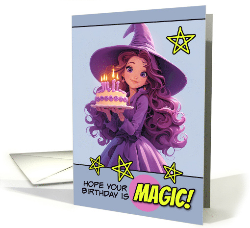 Happy Birthday Purple Witch with Magical Birthday Cake card (1846902)