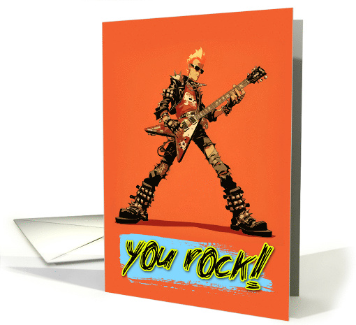 Encouragement You Rock Punk Rocker with Guitar card (1846954)