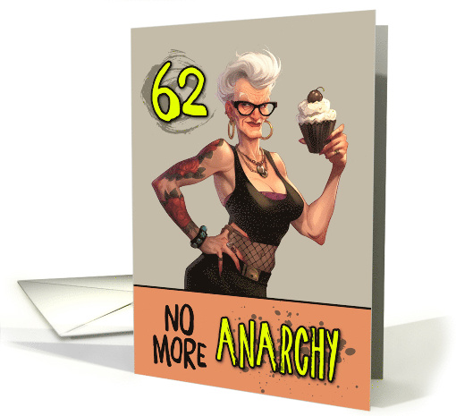 62 Years Old Happy Birthday Senior Punk Rocker with Cupcake card