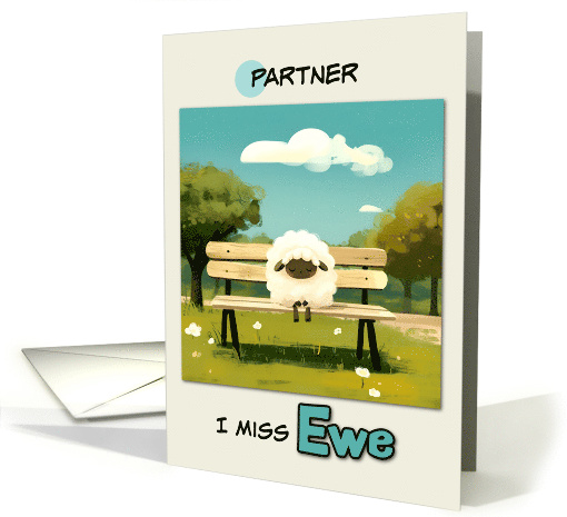 Partner Miss You Sheep on Park Bench card (1847118)