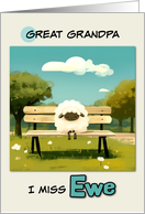 Great Grandpa Miss You Sheep on Park Bench card