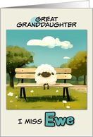 Great Granddaughter Miss You Sheep on Park Bench card