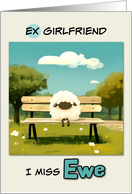 Ex Girlfriend Miss You Sheep on Park Bench card