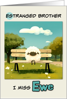 Estranged Brother Miss You Sheep on Park Bench card