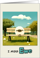 Miss You Sheep on Park Bench card