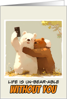 Miss You Bears taking a Selfie card