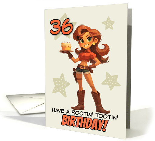 36 Years Old Happy Birthday Cowgirl with Birthday Cake card (1847420)