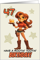 47 Years Old Happy Birthday Cowgirl with Birthday Cake card