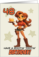 48 Years Old Happy Birthday Cowgirl with Birthday Cake card