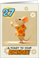 27 years Old Happy Birthday Rat with Cocktail card