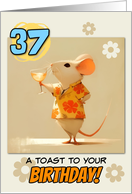 37 years Old Happy Birthday Rat with Cocktail card