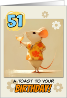 51 years Old Happy Birthday Rat with Cocktail card
