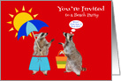 Invitations to beach party, general, cute raccoons under a red hot sun card