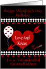 Birthday on Valentine’s Day To Grandfather, Red hearts, white diamonds card