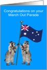 Congratulations on March Out Parade, Australian army servicemen card