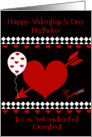Birthday on Valentine’s Day To Dentist, Red heart, white diamonds card