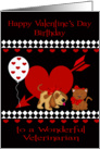 Birthday on Valentine’s Day To Veterinarian, Red heart, white diamonds card