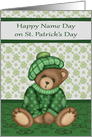 Name Day On St. Patrick’s Day with a Cute Bear Wearing a Hat card