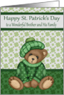 St. Patrick’s Day to Brother and Family, a cute bear wearing a hat card