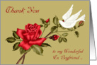 Thank You and Encouragement to Ex Boyfriend, a dove with a red rose card