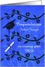 Congratulations for Earning PhD Custom Name Card with Graduation cap card