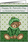 St. Patrick’s Day to Dad and Partner, a cute bear wearing a hat, green card