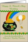 Birthday on St. Patrick’s Day Custom Name with a Big Pot of Gold card