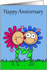 Wedding Anniversary from Spouse with a Flower Couple Smiling card