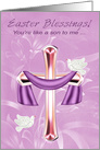 Easter, Like a Son, Religious, cross with white doves and flowers card