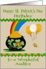 Birthday on St. Patrick’s Day to Auditor, a pot of gold with balloons card