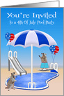 Invitations to 4th Of July Pool Party, general, Raccoons, pool side card
