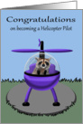 Congratulations becoming Helicopter Pilot, general, raccoon flying card