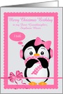 Birthday on Christmas Custom Name and Age with a Cute Penguin card