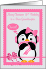 16th Birthday on Christmas to Granddaughter, Cute penguin in a frame card