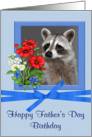 Birthday on Father’s Day, general, Portrait of a raccoon, flower frame card