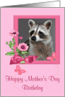 Birthday on Mother’s Day, general, Portrait of a raccoon, flower frame card