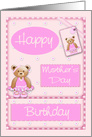 Birthday on Mother’s Day, general, cute pink ballerina bear, flowers card