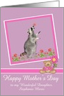 Mother’s Day, custom name, Raccoon with a butterfly on his nose card