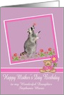 Birthday on Mother’s Day, custom name, Raccoon with a butterfly card
