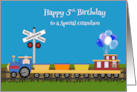 5th Birthday to Grandson Card with two Boys in a Train and Balloons card