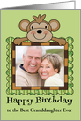 Birthday Custom Photo Card with a Cute Smiling Monkey on a Frame card