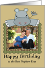 Birthday Custom Photo and Relationship Card with a Cute Hippo Frame card