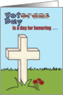 Veterans Day, general, a white cross with a pretty red flower card