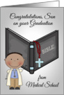 Congratulations to Son, graduation from medical school, dark-skinned card